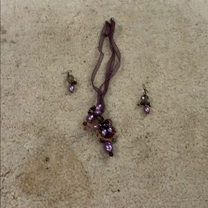 Purple earrings purple necklace set